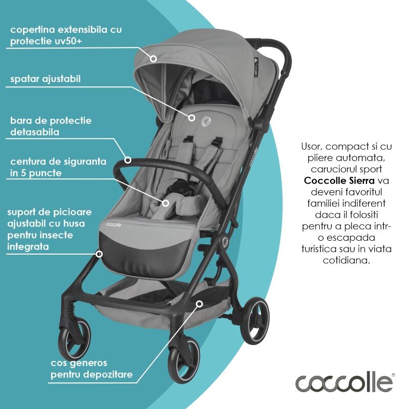 Carucior sport cu pliere automata Coccolle Sierra Greystone - gogobaby.ro