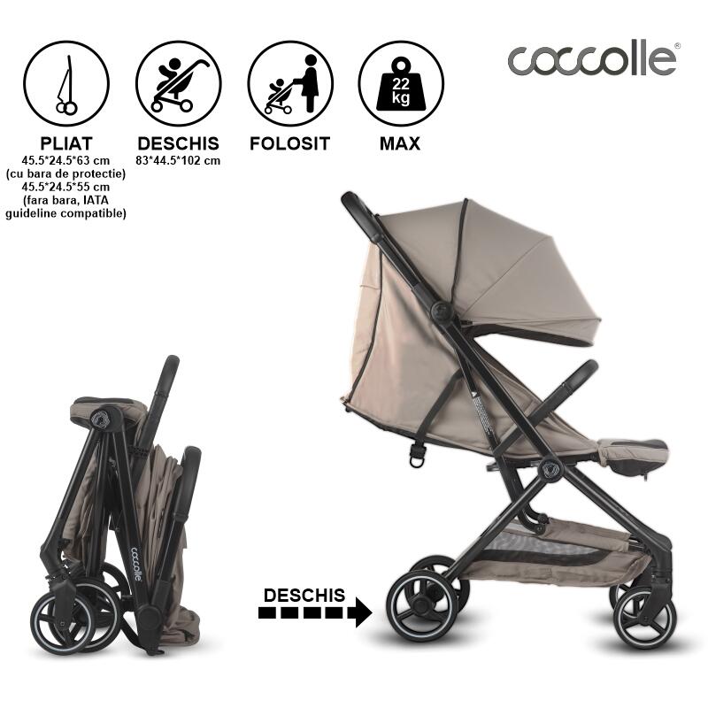 Carucior sport cu pliere automata Coccolle Sierra Taupe brown - gogobaby.ro