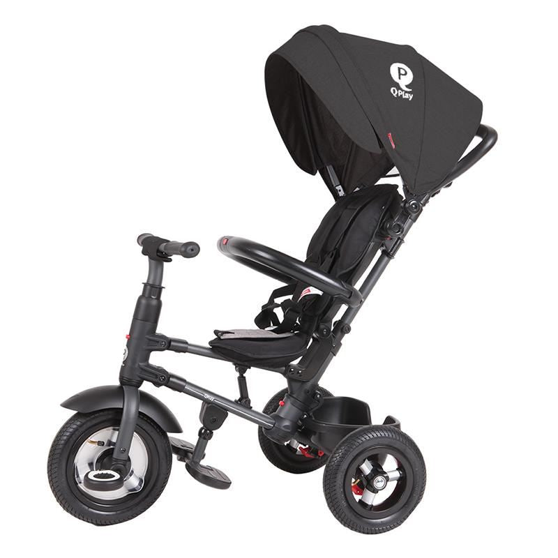 Tricicleta cu roti de cauciuc Qplay Rito Rubber Negru - gogobaby.ro