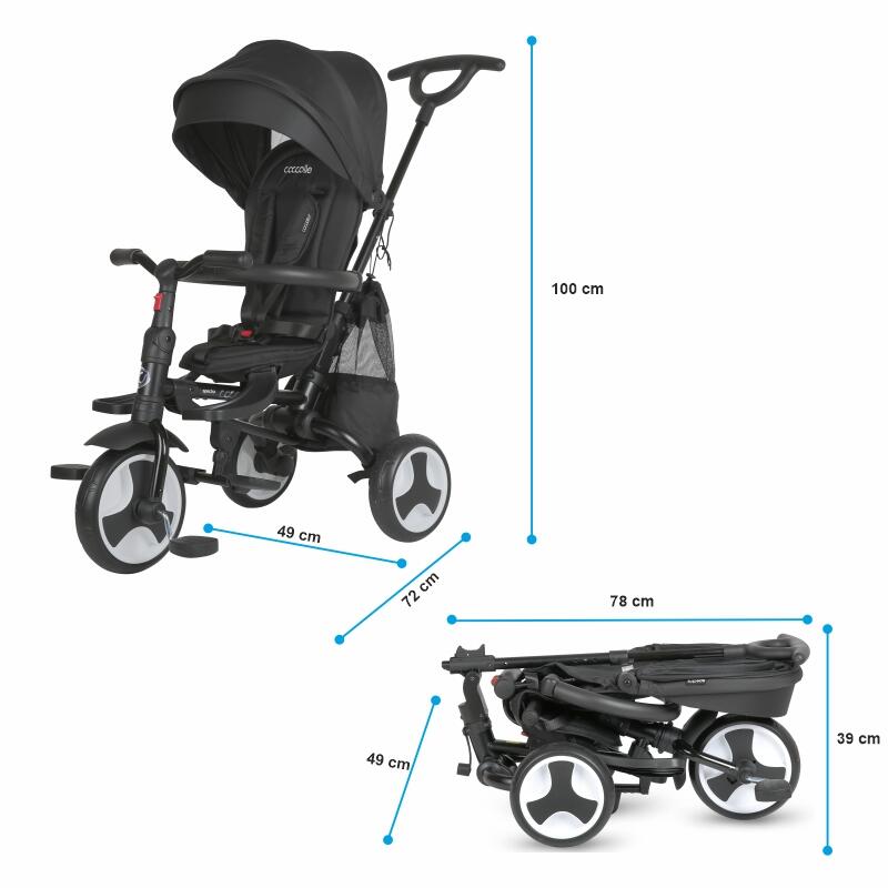 Tricicleta ultrapliabila Coccolle Spectra plus Jet Black - gogobaby.ro