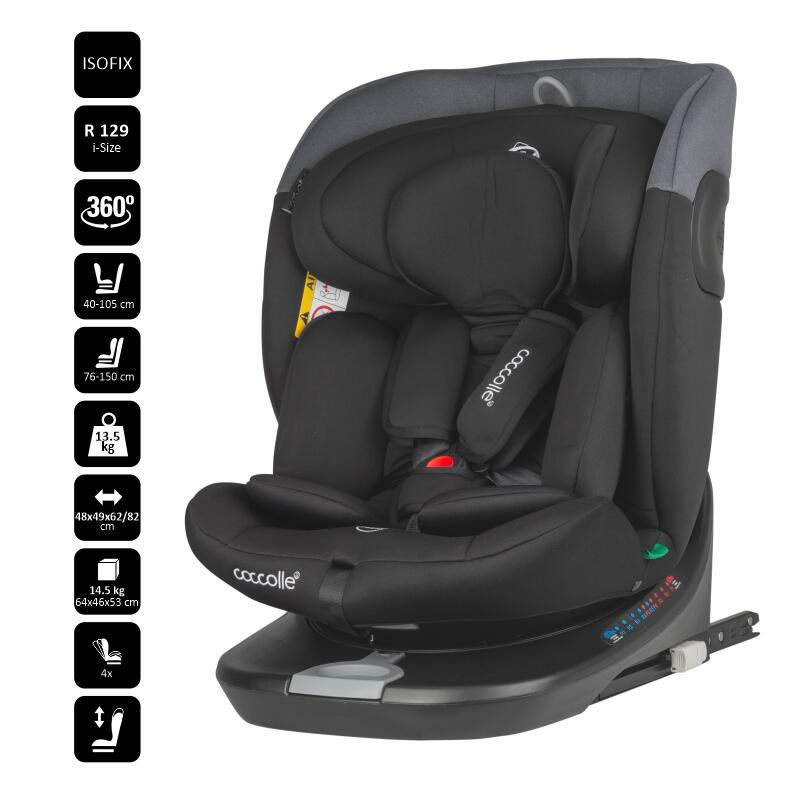 Scaun auto iSize 40-150 cm Coccolle Atira Diamond black - gogobaby.ro