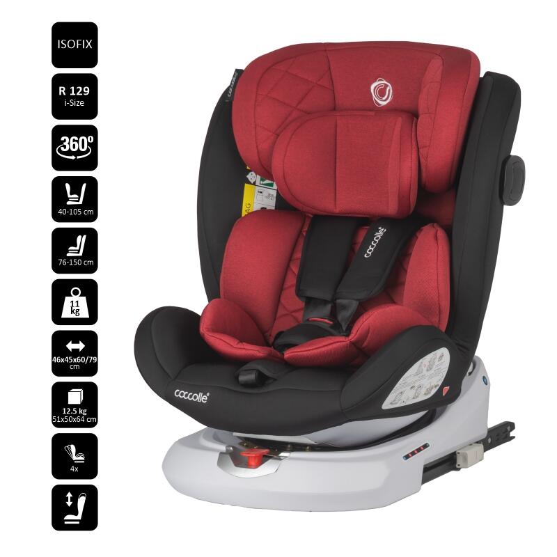 Scaun auto iSize 40-150 cm Coccolle Lyra Dahlia red - gogobaby.ro