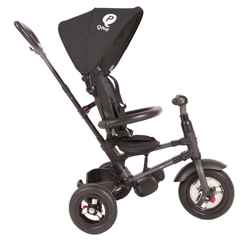 Tricicleta cu roti de cauciuc Qplay Rito Rubber Negru - gogobaby.ro