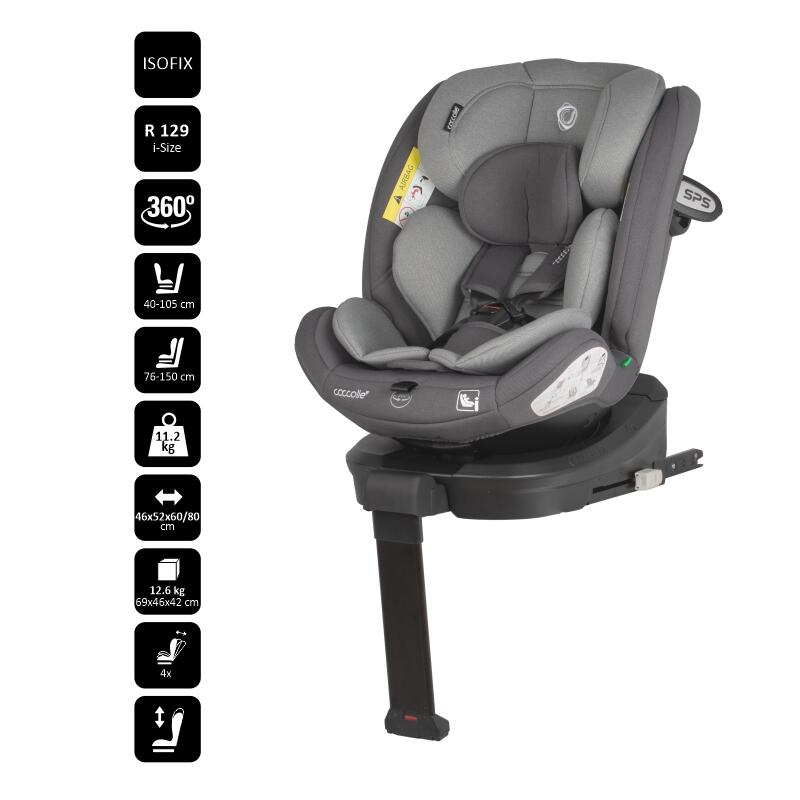 Scaun auto iSize 40-150 cm Coccolle Sidra Diamond black - gogobaby.ro