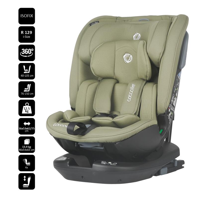 Scaun auto rotativ iSize Coccolle Velsa Moss green - gogobaby.ro