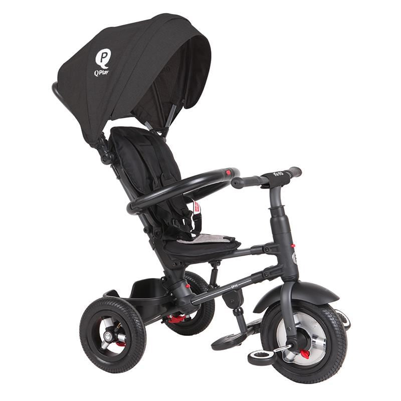 Tricicleta cu roti de cauciuc Qplay Rito Rubber Negru - gogobaby.ro