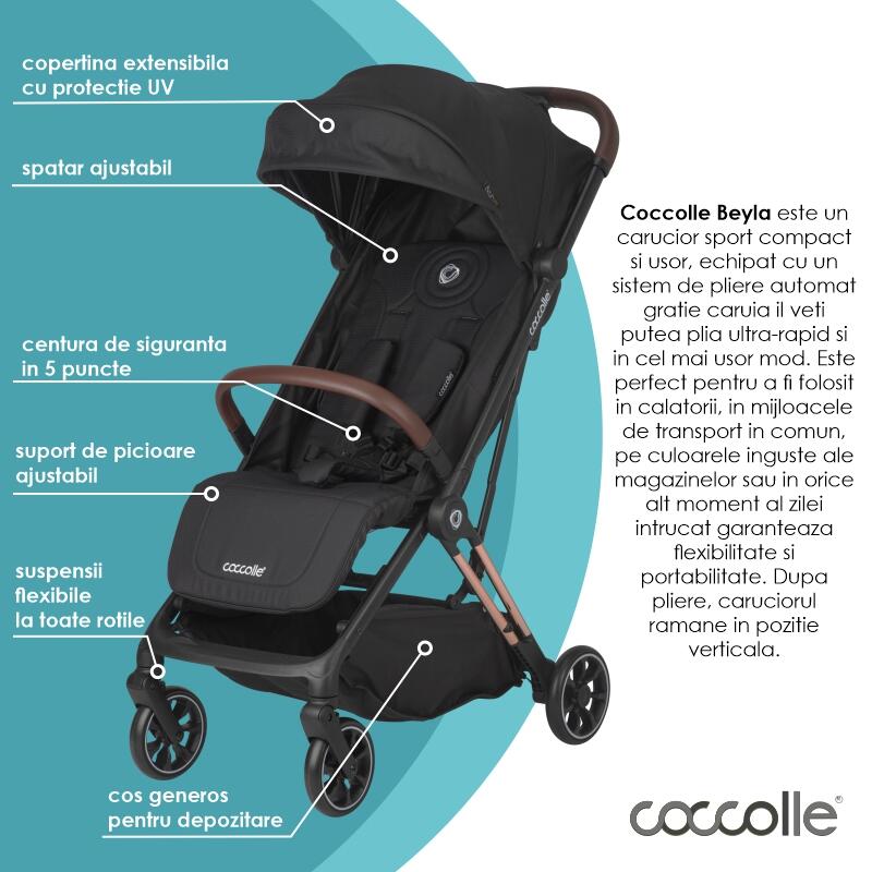 Carucior sport cu pliere automata Coccolle Beyla Gold LE - gogobaby.ro