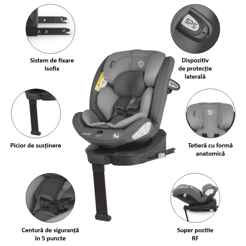 Scaun auto iSize 40-150 cm Coccolle Sidra Diamond black - gogobaby.ro