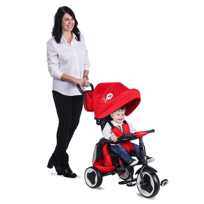 Tricicleta pliabila Qplay Rito+ Rosu - gogobaby.ro