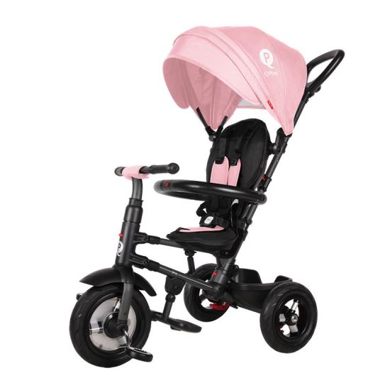 Tricicleta cu roti de cauciuc Qplay Rito Rubber Roz - gogobaby.ro
