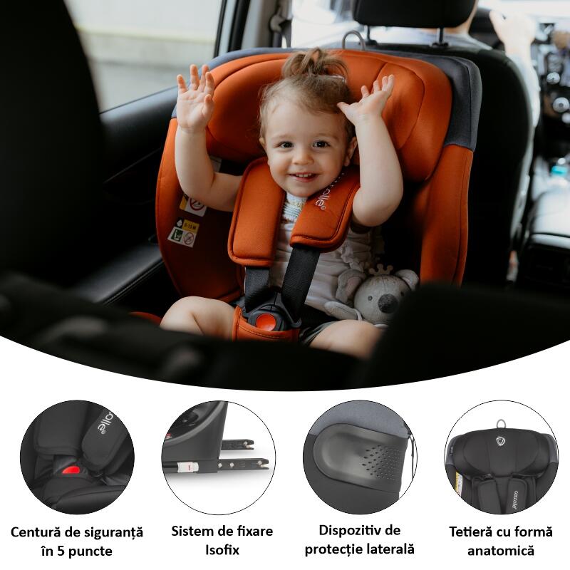 Scaun auto iSize 40-150 cm Coccolle Atira Diamond black - gogobaby.ro