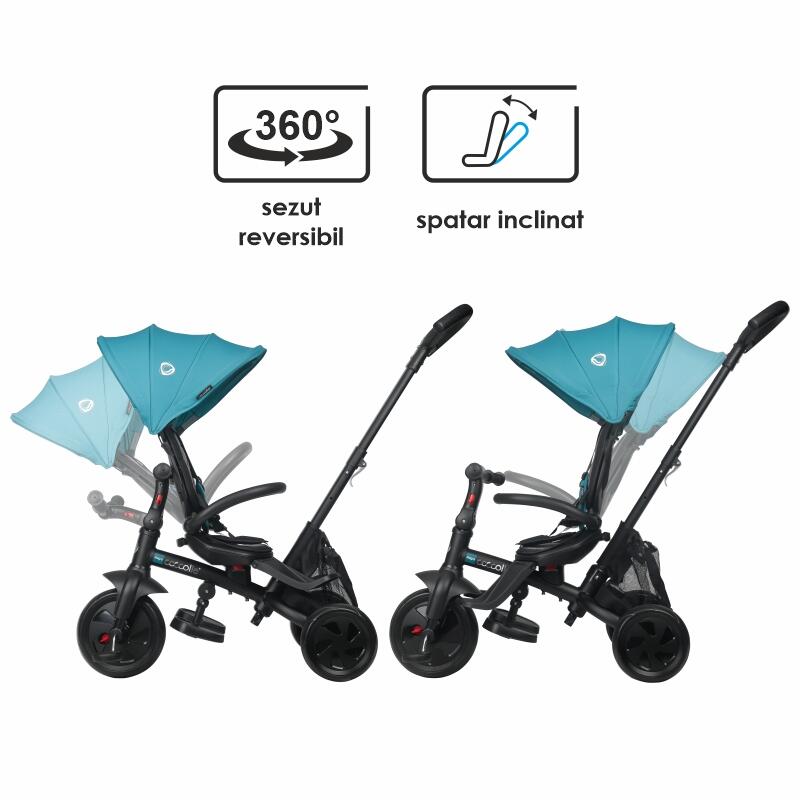 Tricicleta multifunctionala Coccolle Alegra Turquoise tide - gogobaby.ro
