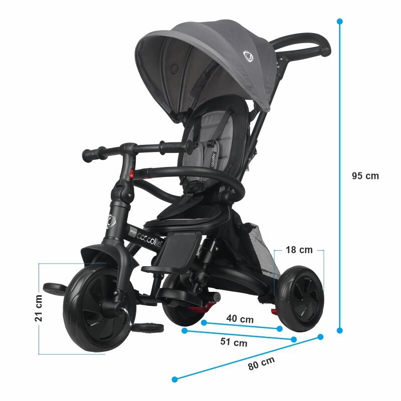 Tricicleta multifunctionala Coccolle Alegra Greystone - gogobaby.ro