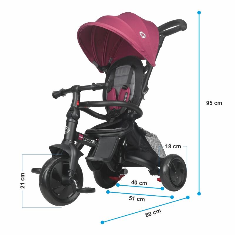 Tricicleta multifunctionala Coccolle Alegra Magenta - gogobaby.ro