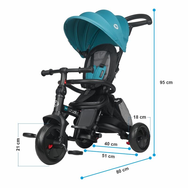 Tricicleta multifunctionala Coccolle Alegra Turquoise tide - gogobaby.ro