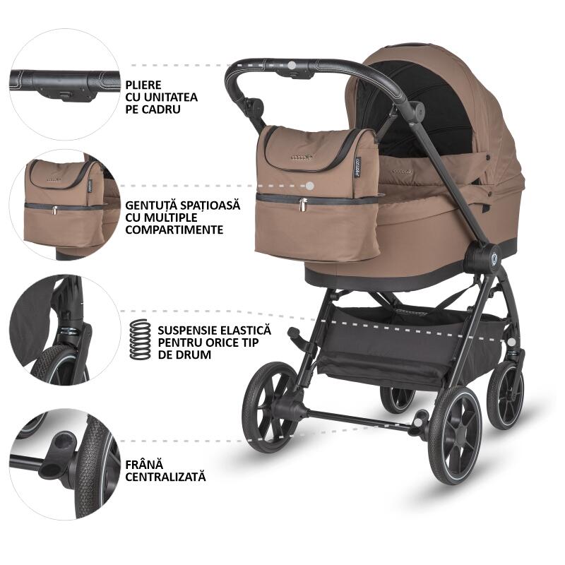 Carucior modular 2in1 Coccolle Serry Light taupe - gogobaby.ro