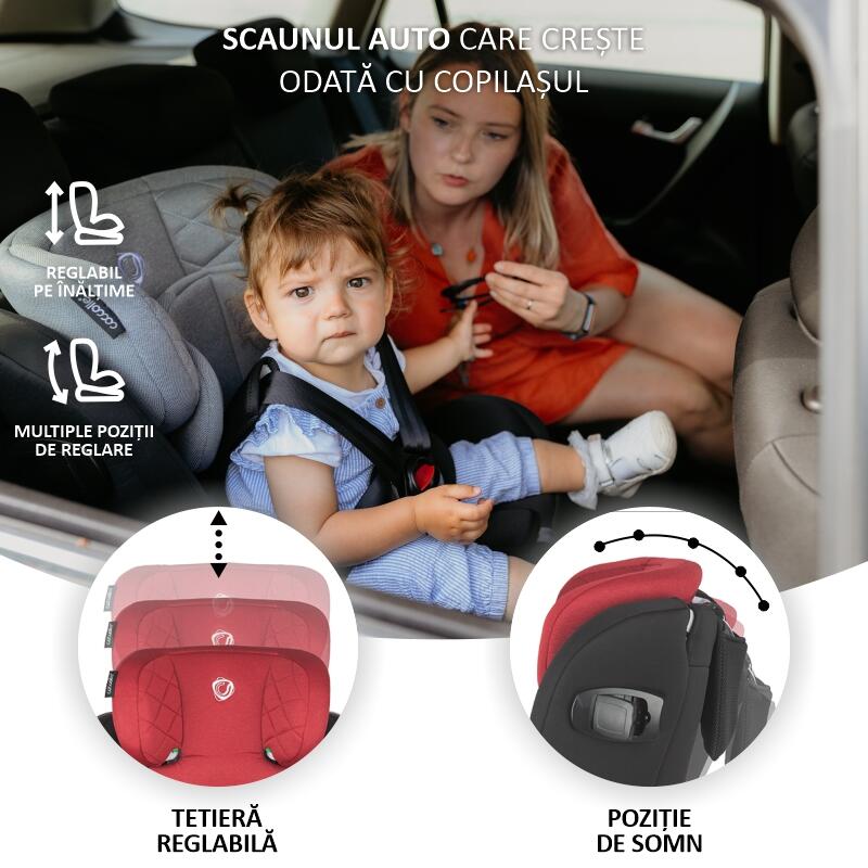 Scaun auto iSize 40-150 cm Coccolle Lyra Dahlia red - gogobaby.ro