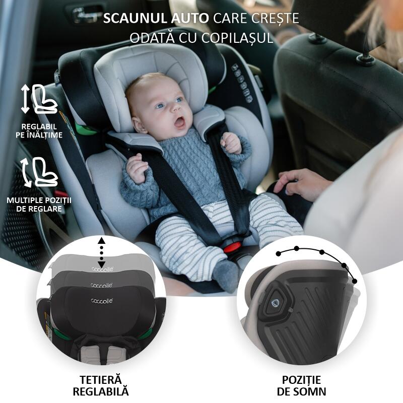 Scaun auto iSize 40-150 cm Coccolle Mago Jet black - gogobaby.ro