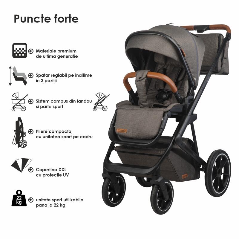 Carucior modular 2in1 C Nessia Anthracite+Balansoar bebelusi C Velio Butternut - gogobaby.ro