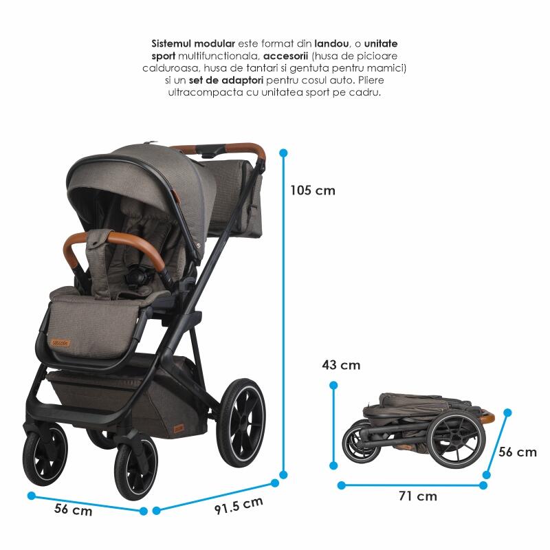 Carucior modular 2in1 C Nessia Anthracite+Balansoar bebelusi C Velio Butternut - gogobaby.ro