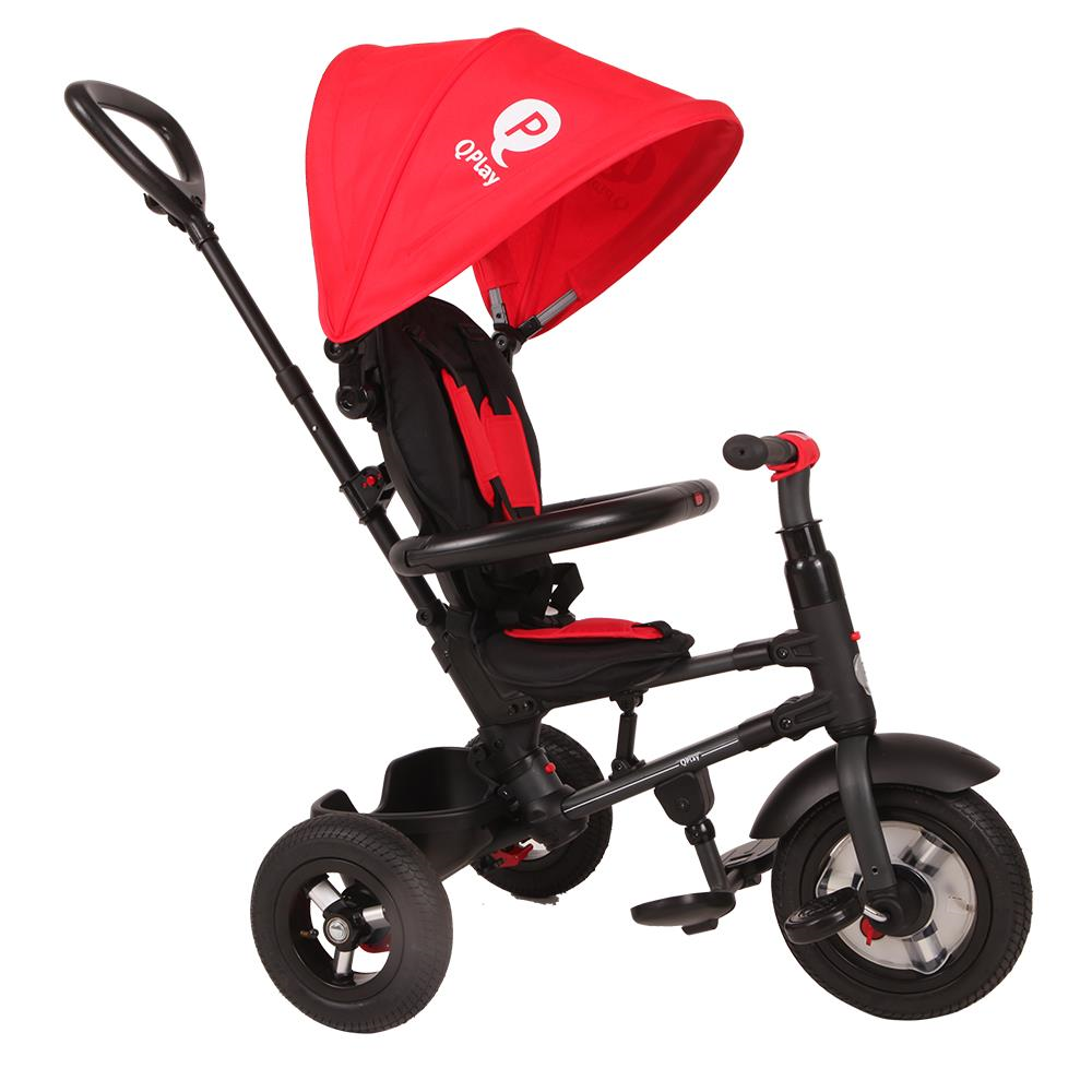 Tricicleta cu roti de cauciuc Qplay Rito Rubber Rosu - gogobaby.ro