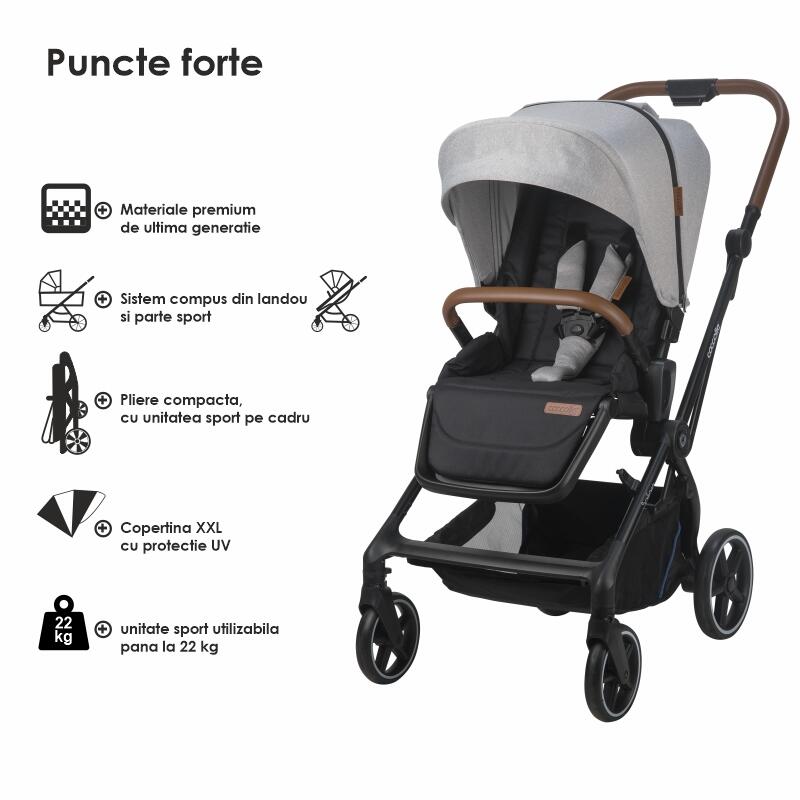 Sistem modular 3in1 Coccolle Saliara Greystone + Scoica Coccolle Knox Anthracite - gogobaby.ro