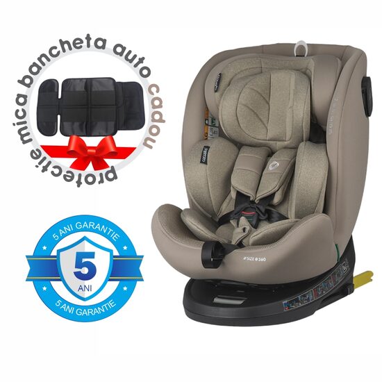 Scaun auto iSize 40-150 cm Coccolle Nova Sand beige+Coccolle protectie bancheta auto mica - gogobaby.ro