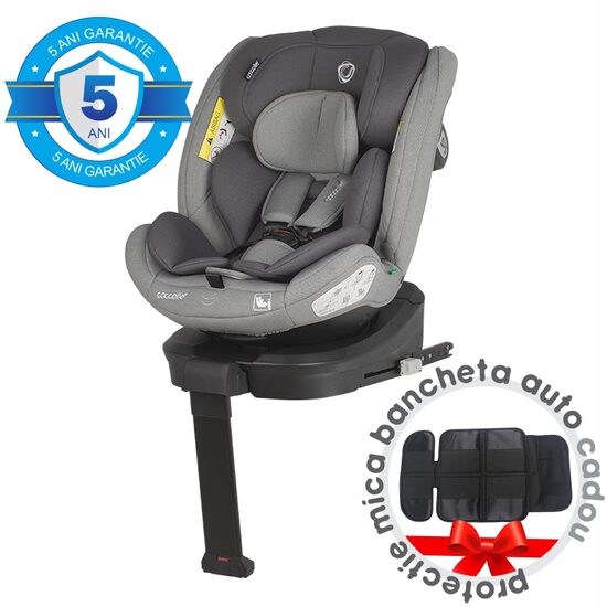 Scaun auto iSize 40-150 cm Coccolle Sidra Moonlit grey+Coccolle protectie bancheta auto mica