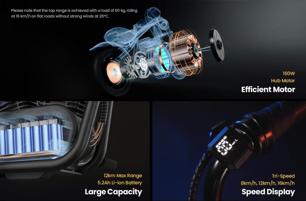 Motocicleta electrica realista tip Chopper HYPER GOGO Challenger 12 Plus , culoare ALBASTRU - gogobaby.ro