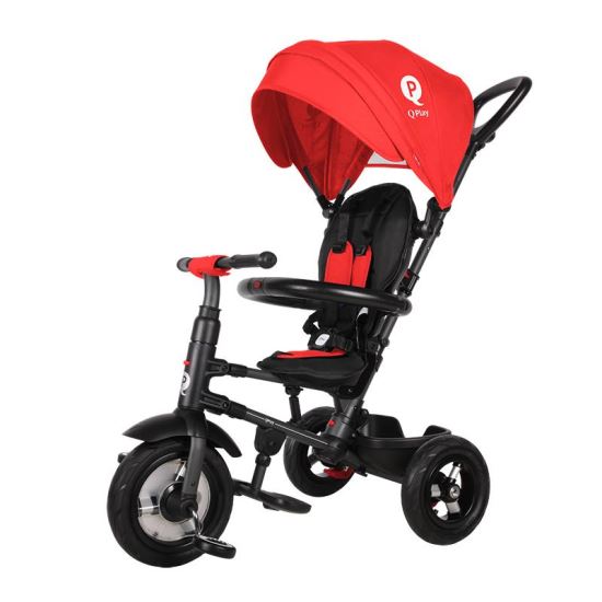 Tricicleta cu roti de cauciuc Qplay Rito Rubber Rosu - gogobaby.ro
