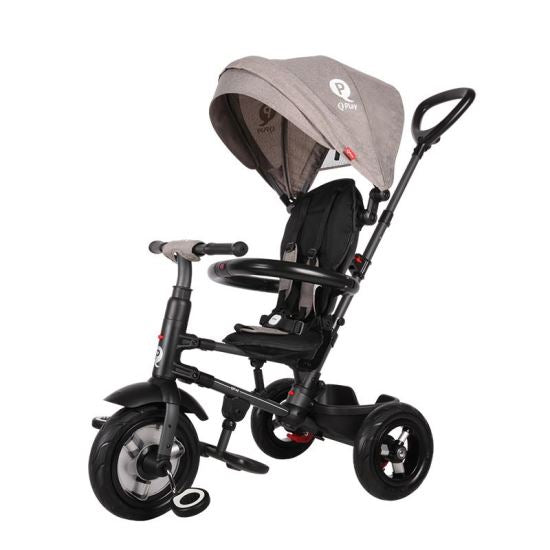 Tricicleta cu roti de cauciuc Qplay Rito Rubber Gri - gogobaby.ro