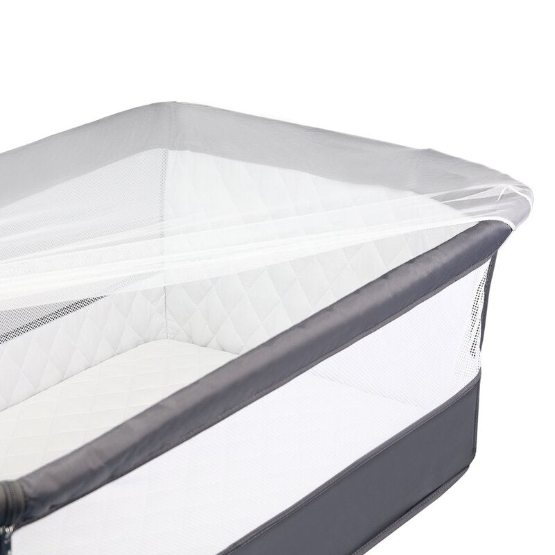 Patut co-sleeper, Lionelo, Theo, 2 in 1, Cu setare unghiulara, Reglabil in 5 pozitii pe inaltime, Conform cu standardele europeane de securitate EN1130 si EN16890, Dark Grey