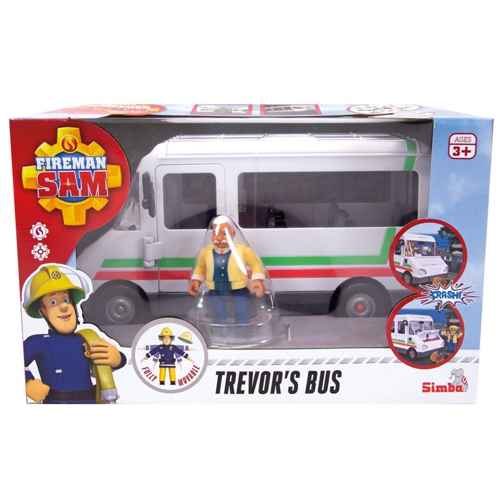 Autobuz Simba Fireman Sam Trevors Bus cu figurina si accesorii - gogobaby.ro