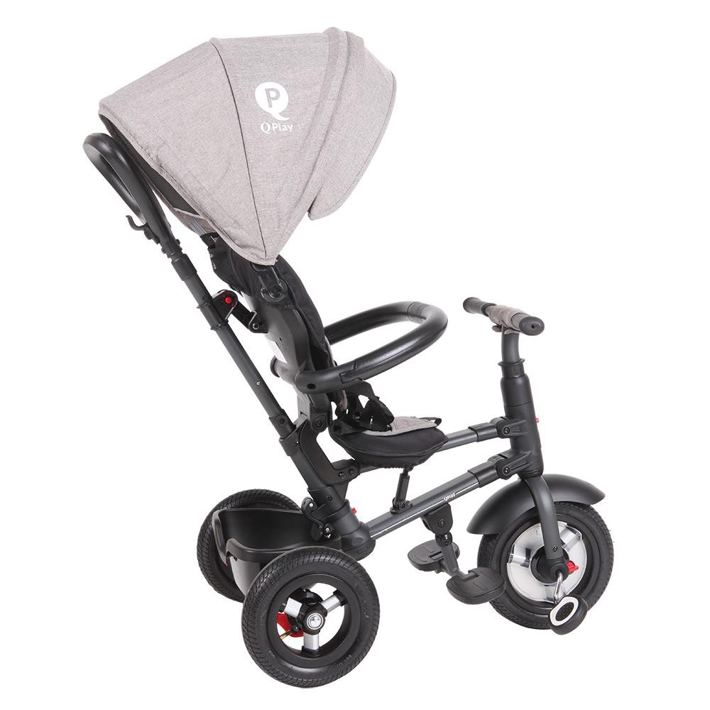 Tricicleta cu roti de cauciuc Qplay Rito Rubber Gri - gogobaby.ro