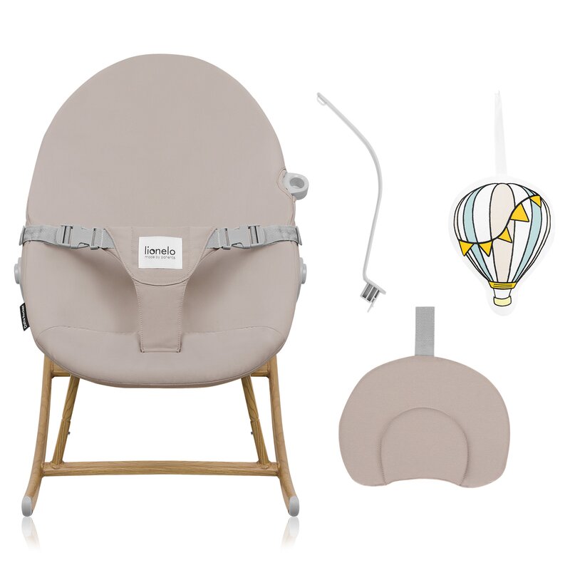 Balansoar, Lionelo, Dalia, Inaltime reglabila in 2 pozitii, Cu husa detasabila, Bara de jucarii, Pana la 9 kg, Usor, 3.2 kg, Bej - gogobaby.ro
