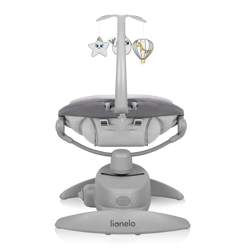 Balansoar, Lionelo, Mell, 2 in 1, Rotire 360 grade, Electric, Cu 3 moduri de leganare, Cu 5 trepte de viteza, Cu 3 pozitii de inclinare, Cu timer, 12 melodii si 2 sunete ale naturii, Pana la 9 kg, Gri - gogobaby.ro