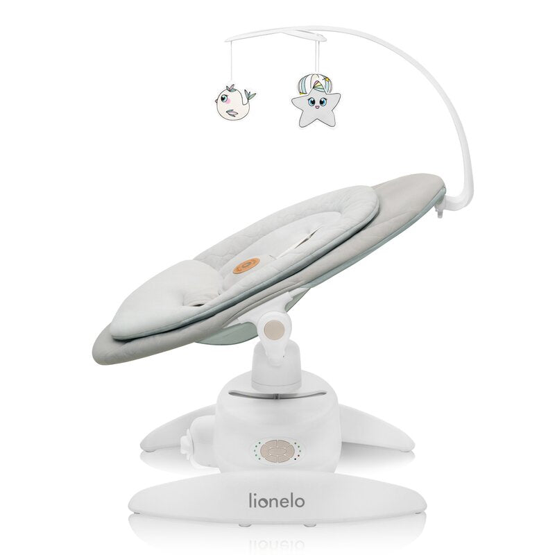 Balansoar, Lionelo, Mell, 2 in 1, Rotire 360 grade, Electric, Cu 3 moduri de leganare, Cu 5 trepte de viteza, Cu 3 pozitii de inclinare, Cu timer, 12 melodii si 2 sunete ale naturii, Pana la 9 kg, Bej - gogobaby.ro