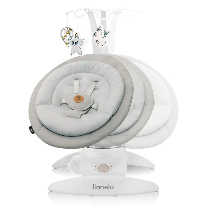 Balansoar, Lionelo, Mell, 2 in 1, Rotire 360 grade, Electric, Cu 3 moduri de leganare, Cu 5 trepte de viteza, Cu 3 pozitii de inclinare, Cu timer, 12 melodii si 2 sunete ale naturii, Pana la 9 kg, Bej - gogobaby.ro