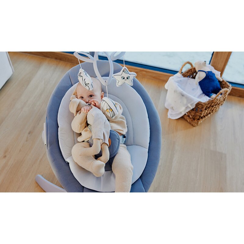 Balansoar, Lionelo, Mell, 2 in 1, Rotire 360 grade, Electric, Cu 3 moduri de leganare, Cu 5 trepte de viteza, Cu 3 pozitii de inclinare, Cu timer, 12 melodii si 2 sunete ale naturii, Pana la 9 kg, Bej - gogobaby.ro