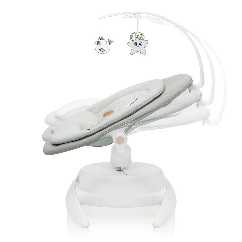 Balansoar, Lionelo, Mell, 2 in 1, Rotire 360 grade, Electric, Cu 3 moduri de leganare, Cu 5 trepte de viteza, Cu 3 pozitii de inclinare, Cu timer, 12 melodii si 2 sunete ale naturii, Pana la 9 kg, Bej - gogobaby.ro