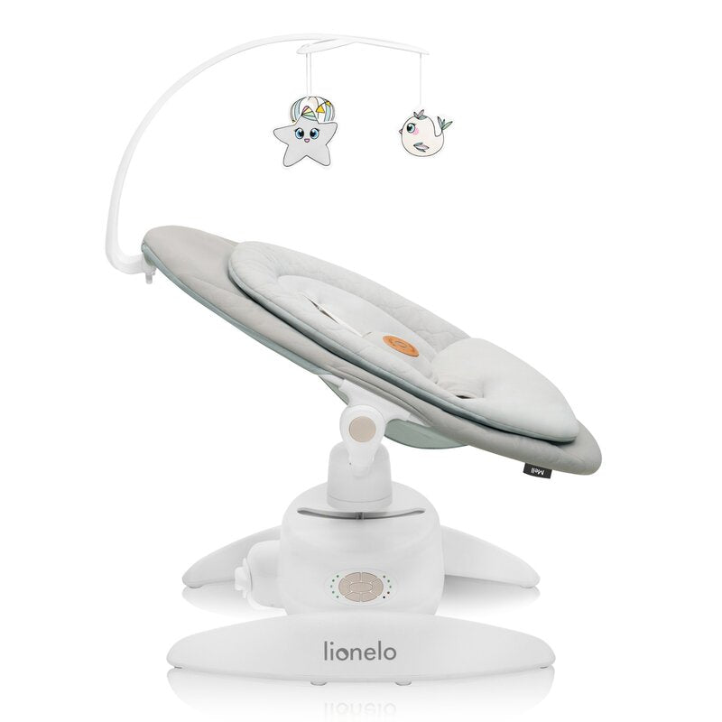 Balansoar, Lionelo, Mell, 2 in 1, Rotire 360 grade, Electric, Cu 3 moduri de leganare, Cu 5 trepte de viteza, Cu 3 pozitii de inclinare, Cu timer, 12 melodii si 2 sunete ale naturii, Pana la 9 kg, Bej - gogobaby.ro