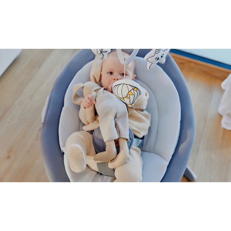 Balansoar, Lionelo, Mell, 2 in 1, Rotire 360 grade, Electric, Cu 3 moduri de leganare, Cu 5 trepte de viteza, Cu 3 pozitii de inclinare, Cu timer, 12 melodii si 2 sunete ale naturii, Pana la 9 kg, Bej - gogobaby.ro