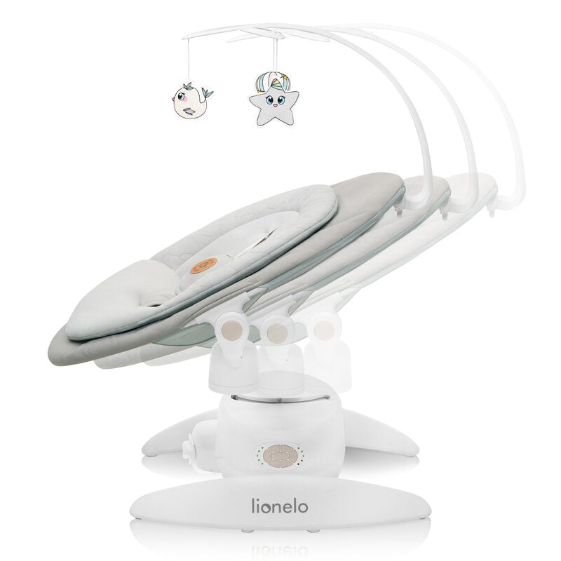 Balansoar, Lionelo, Mell, 2 in 1, Rotire 360 grade, Electric, Cu 3 moduri de leganare, Cu 5 trepte de viteza, Cu 3 pozitii de inclinare, Cu timer, 12 melodii si 2 sunete ale naturii, Pana la 9 kg, Bej - gogobaby.ro