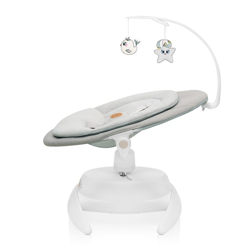 Balansoar, Lionelo, Mell, 2 in 1, Rotire 360 grade, Electric, Cu 3 moduri de leganare, Cu 5 trepte de viteza, Cu 3 pozitii de inclinare, Cu timer, 12 melodii si 2 sunete ale naturii, Pana la 9 kg, Bej - gogobaby.ro