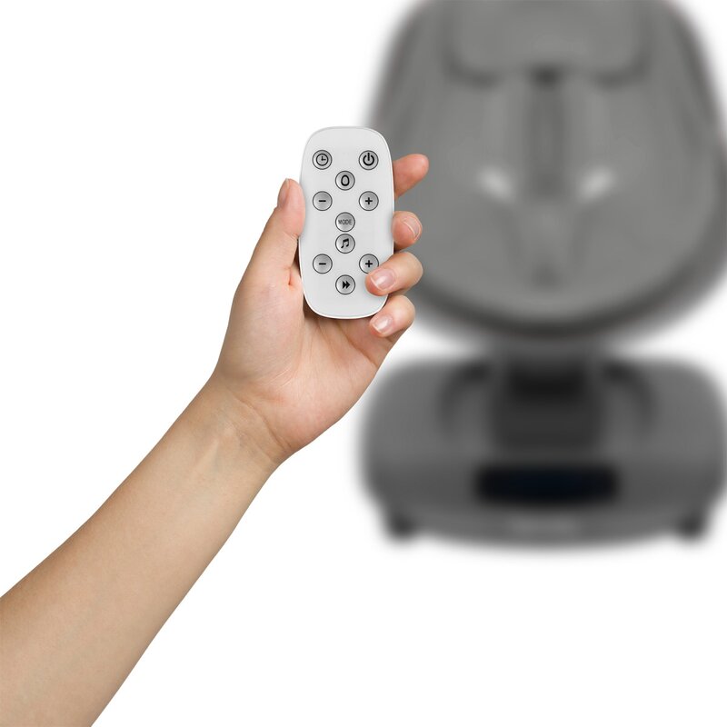 Balansoar si sezlong, Lionelo, Blossom, 5 melodii, 5 moduri de balansare, Cu jucarii, Husa respirabila, 60% bambus, Cu telecomanda, Reglare pozitie scaun pentru somn, Pana la 9 kg, Gri - gogobaby.ro
