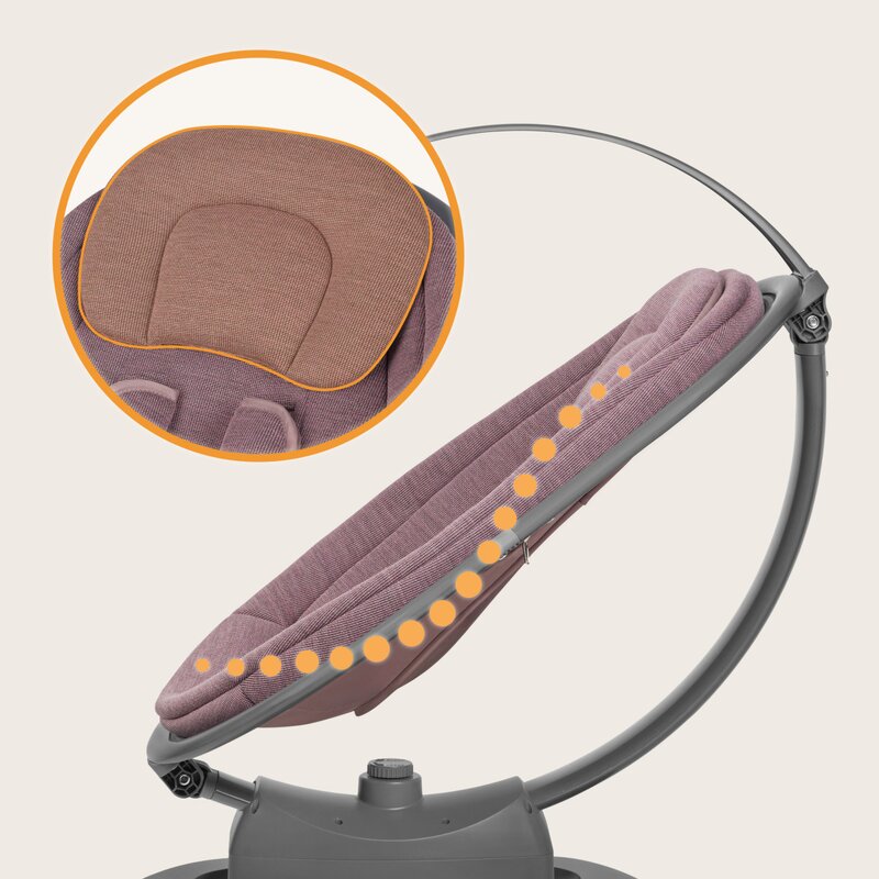 Balansoar si sezlong, Lionelo, Blossom, 5 melodii, 5 moduri de balansare, Cu jucarii, Husa respirabila, 60% bambus, Cu telecomanda, Reglare pozitie scaun pentru somn, Pana la 9 kg, Mov - gogobaby.ro