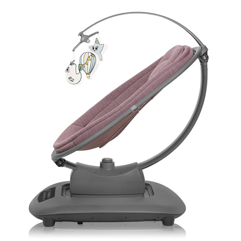 Balansoar si sezlong, Lionelo, Blossom, 5 melodii, 5 moduri de balansare, Cu jucarii, Husa respirabila, 60% bambus, Cu telecomanda, Reglare pozitie scaun pentru somn, Pana la 9 kg, Mov - gogobaby.ro