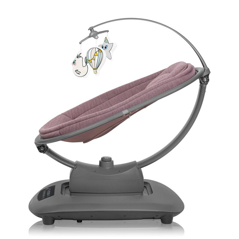 Balansoar si sezlong, Lionelo, Blossom, 5 melodii, 5 moduri de balansare, Cu jucarii, Husa respirabila, 60% bambus, Cu telecomanda, Reglare pozitie scaun pentru somn, Pana la 9 kg, Mov - gogobaby.ro