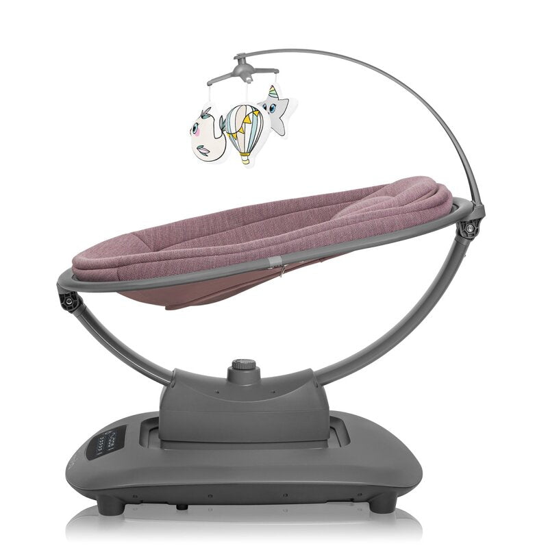 Balansoar si sezlong, Lionelo, Blossom, 5 melodii, 5 moduri de balansare, Cu jucarii, Husa respirabila, 60% bambus, Cu telecomanda, Reglare pozitie scaun pentru somn, Pana la 9 kg, Mov - gogobaby.ro