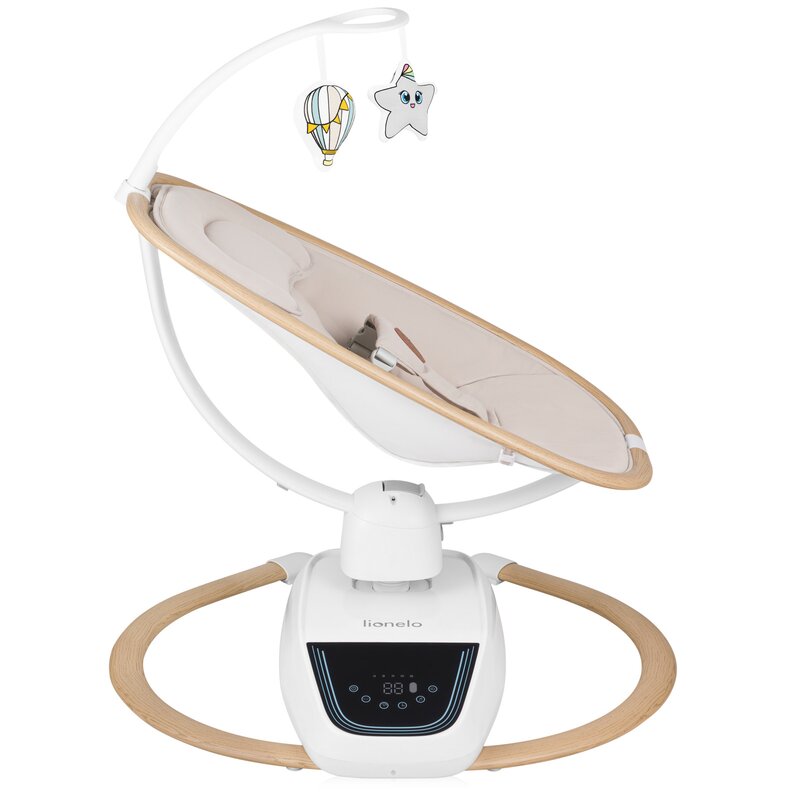 Balansoar si sezlong, Lionelo, Olivia, 2 in 1, Electric, Cu leganare 3D, 5 moduri de balansare in mai multe directii, Cu 13 melodii, Scaun pivotant la 180 grade, Reglabil, Cu arcada jucarii, Bej - gogobaby.ro